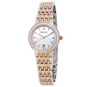NWT Authentic Bulova Quartz Crystal White Mother of Pearl Dial Women's Watch
